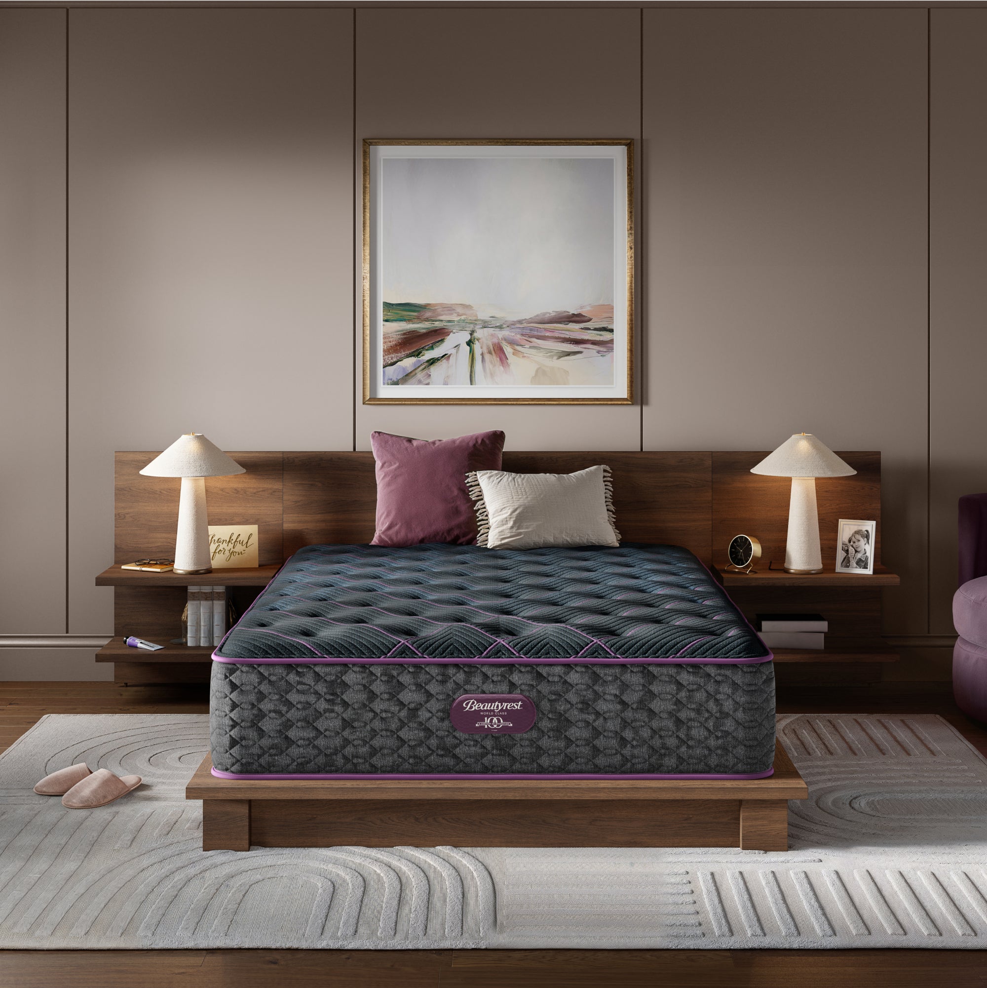 Beautyrest World Class Level Three Plush Mattress Low Profile Set