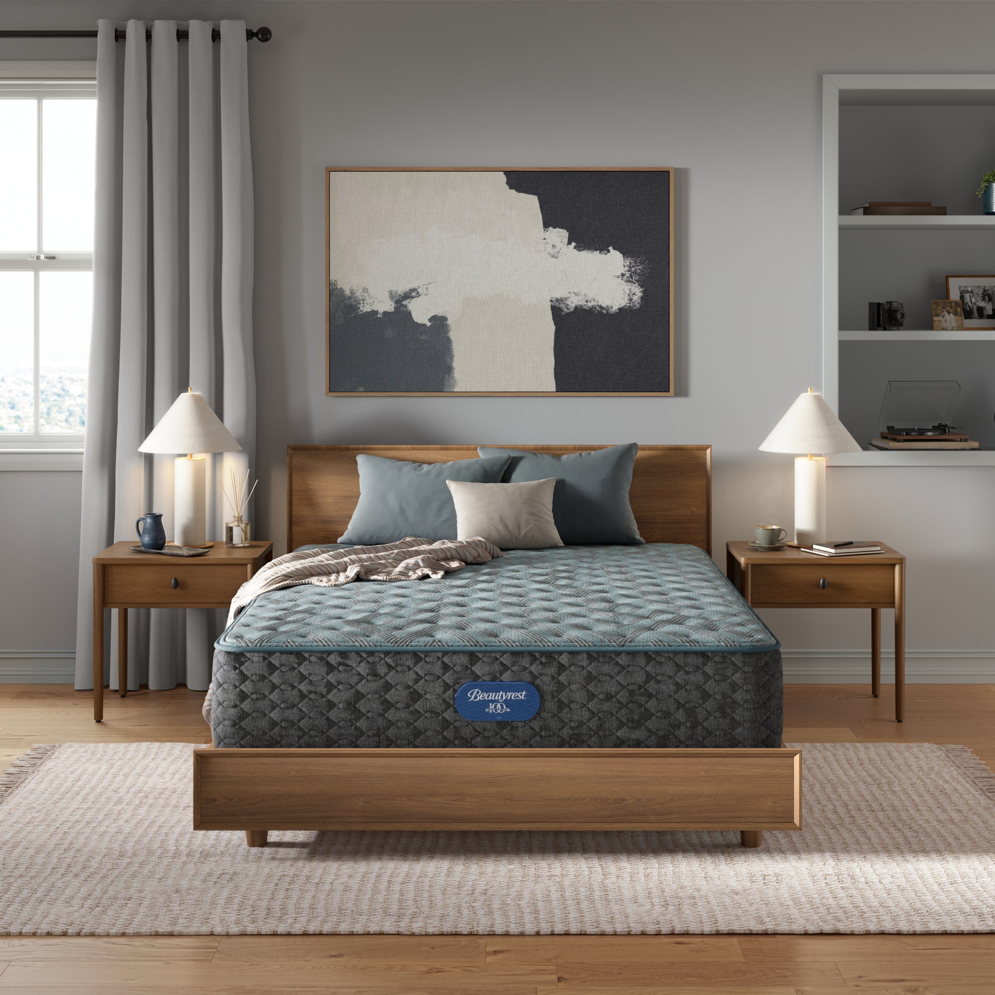 Beautyrest Level One Firm Mattress Low Profile Set -Cal