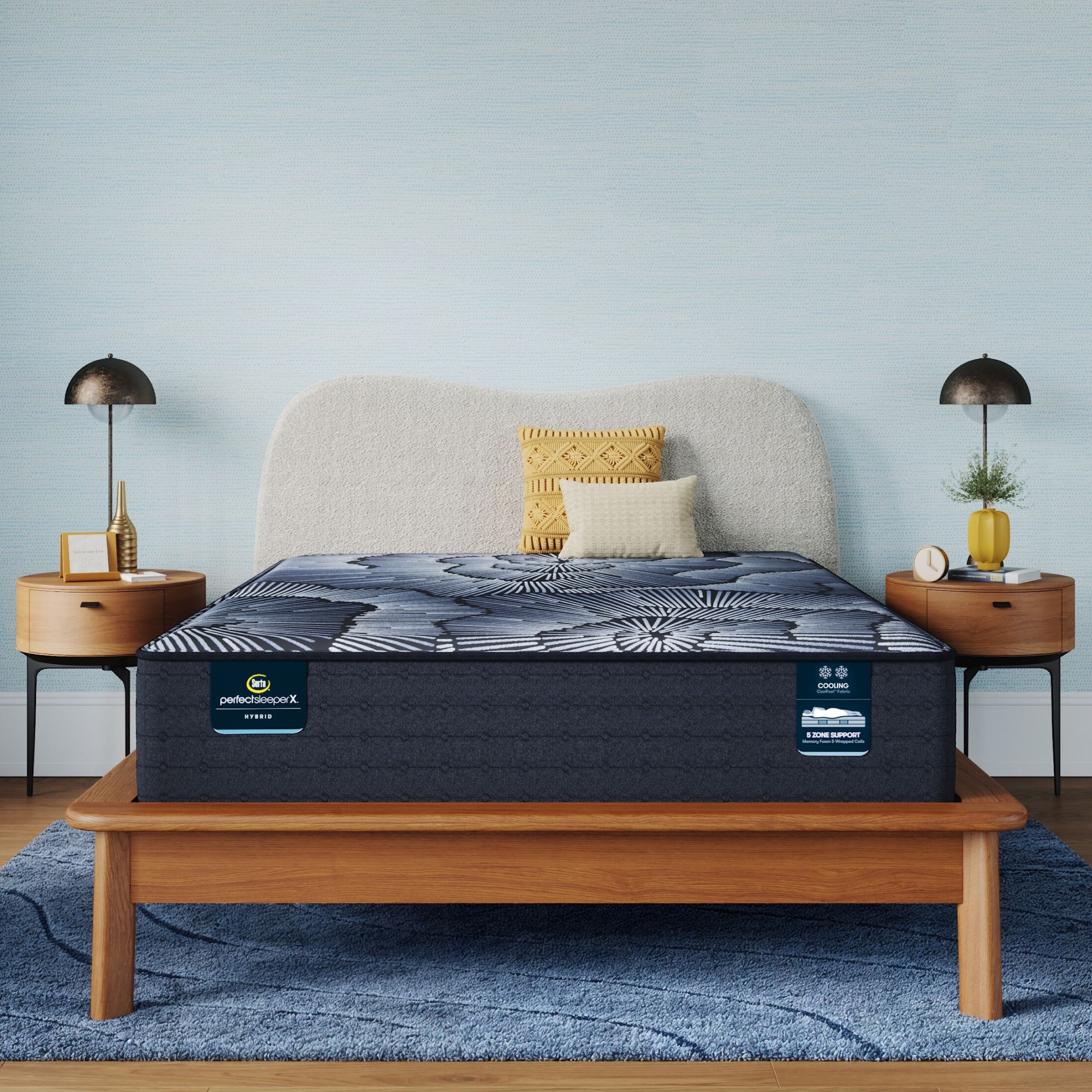 Perfect Sleeper X Kendall 13" Hybrid Plush Mattress Low Profile Set