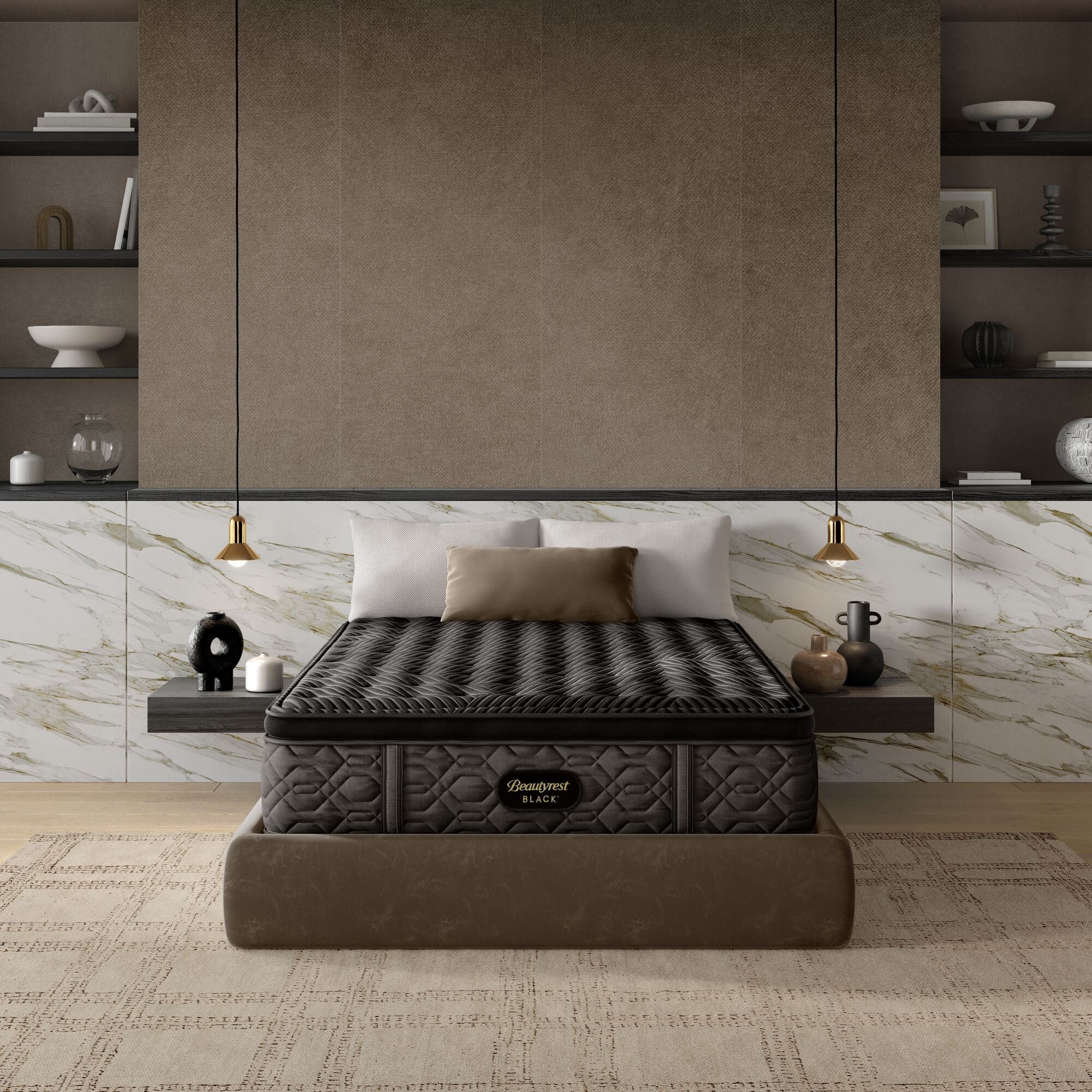 Beautyrest Black® Series One 14.25" Firm Pillow Top Mattress Low Profile Set