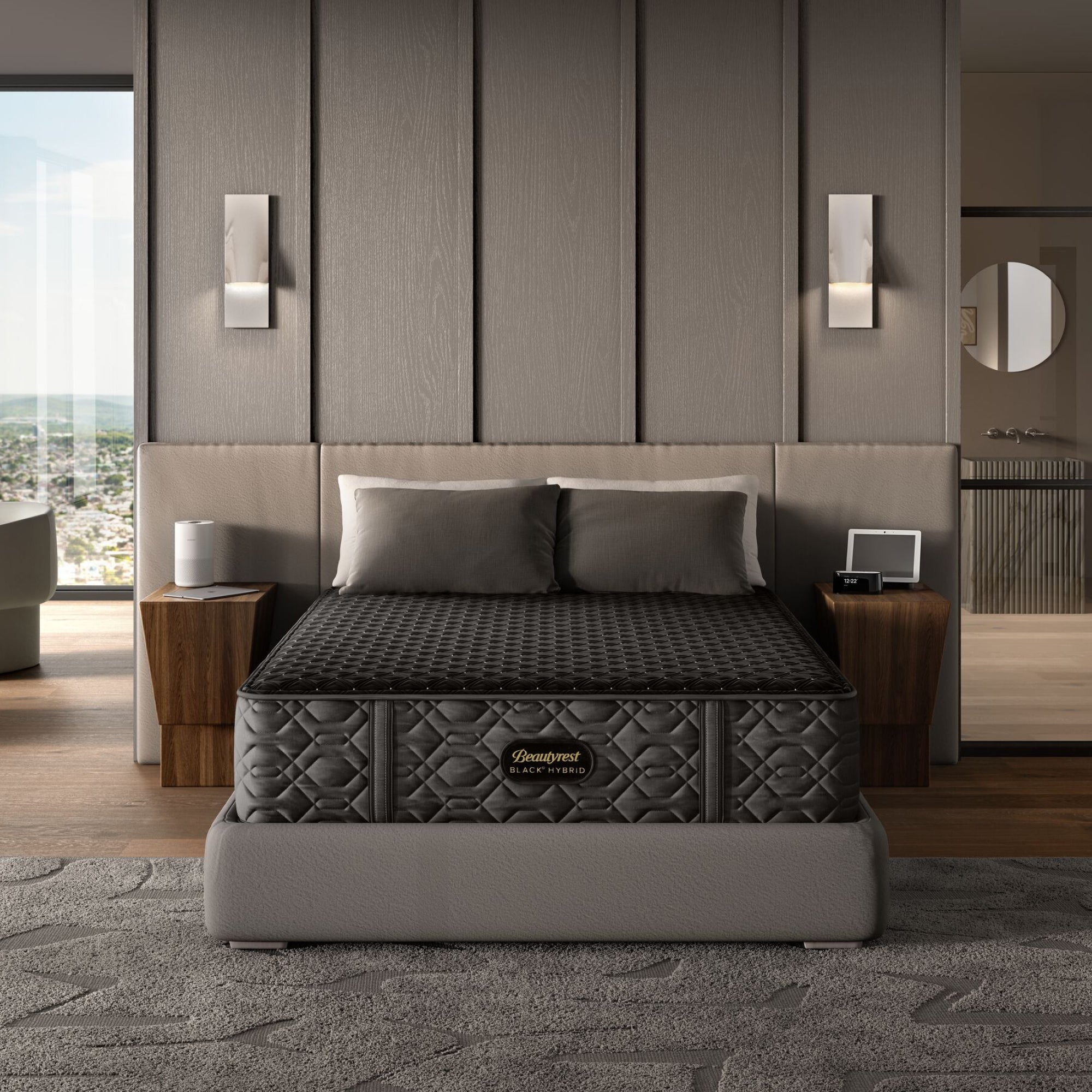 Beautyrest Black® Series Three 14.5" Hybrid Plush Mattress Low Profile Set -Cal Split