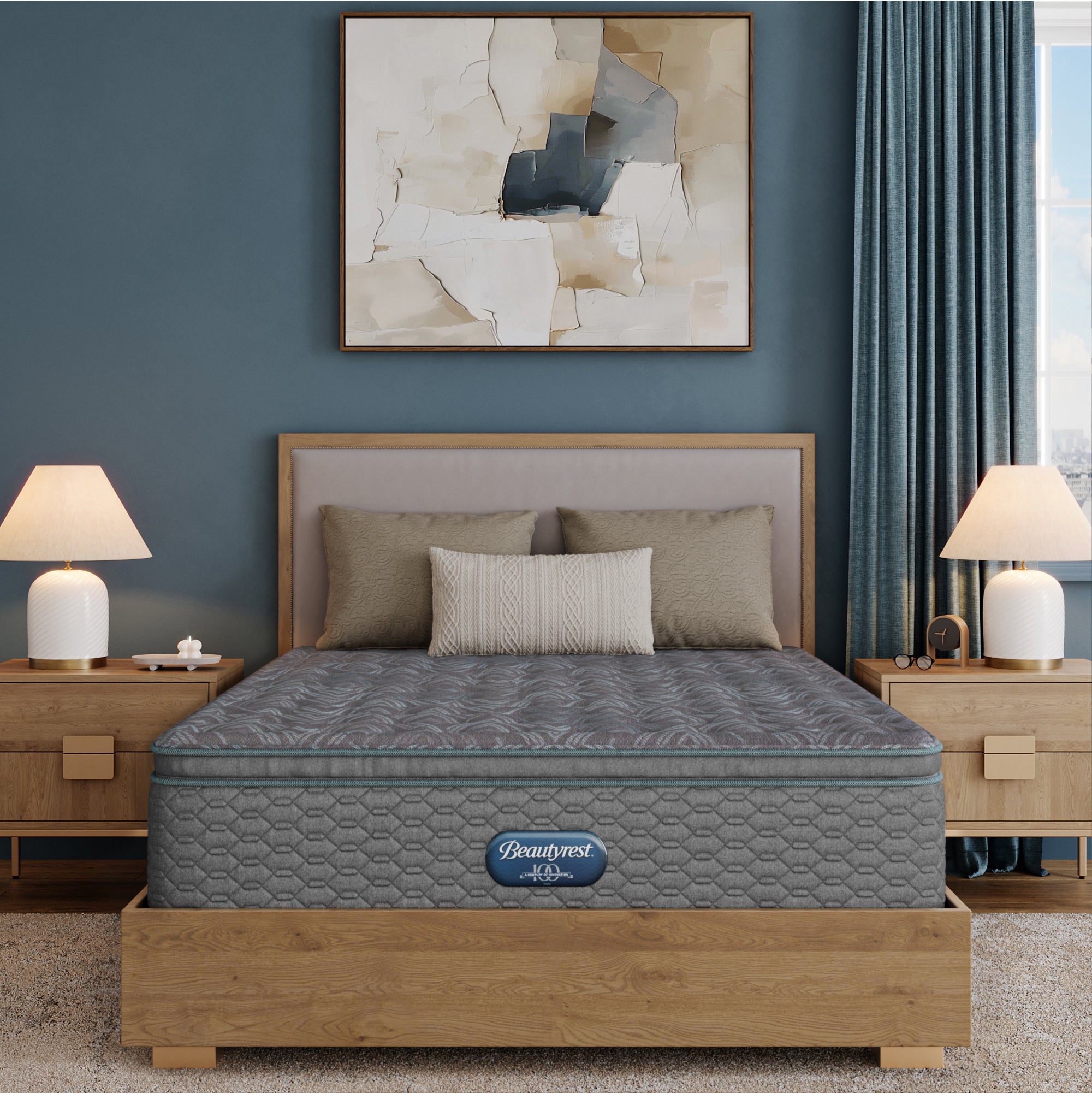 Beautyrest Opulent Rest Medium Pillow Top Mattress Low Profile Set -Cal