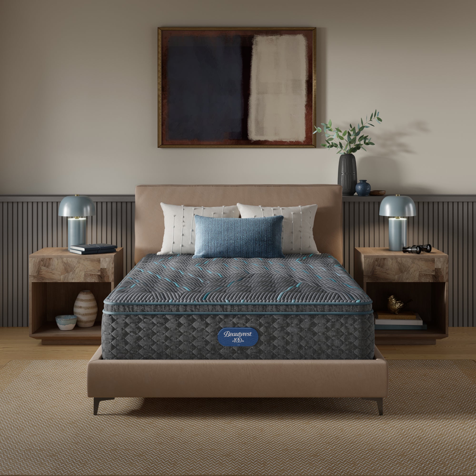 Beautyrest Level Two Medium Firm Pillow Top Mattress Low Profile Set
