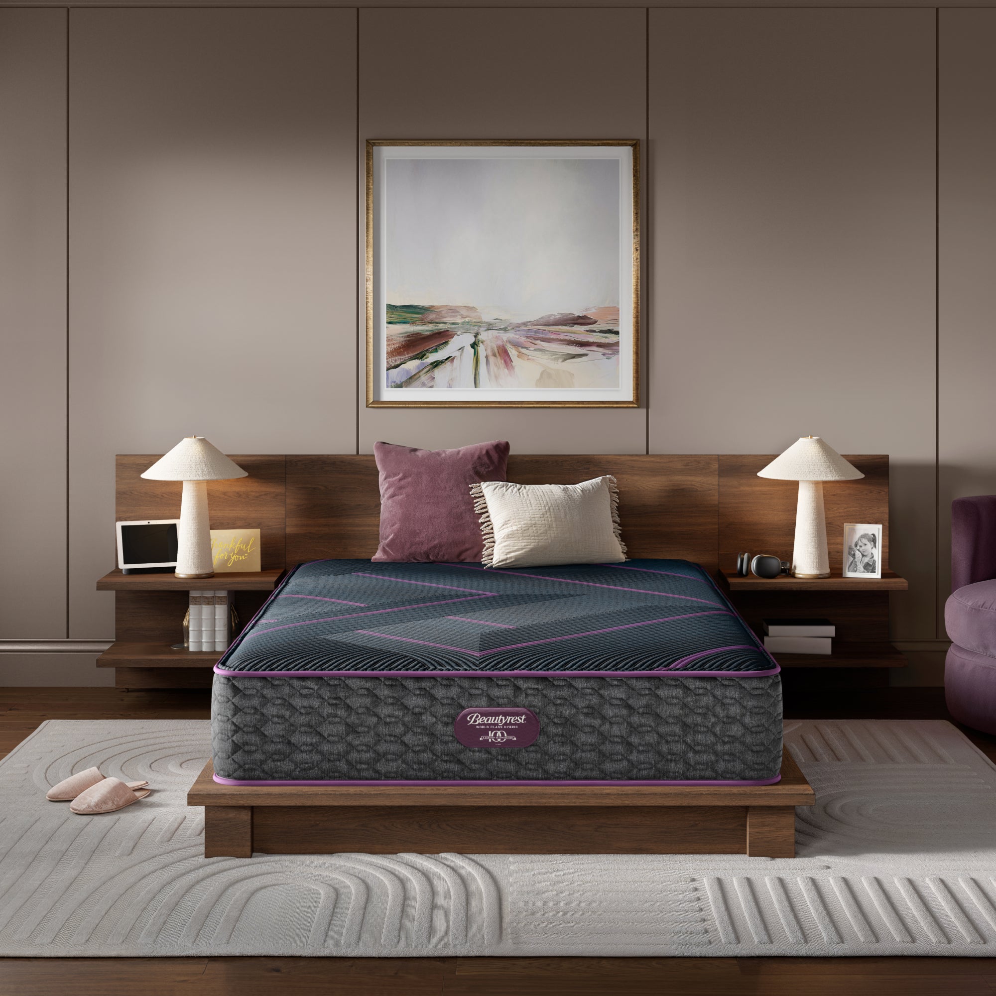 Beautyrest World Class Level Three Hybrid Plush Mattress Low Profile Set